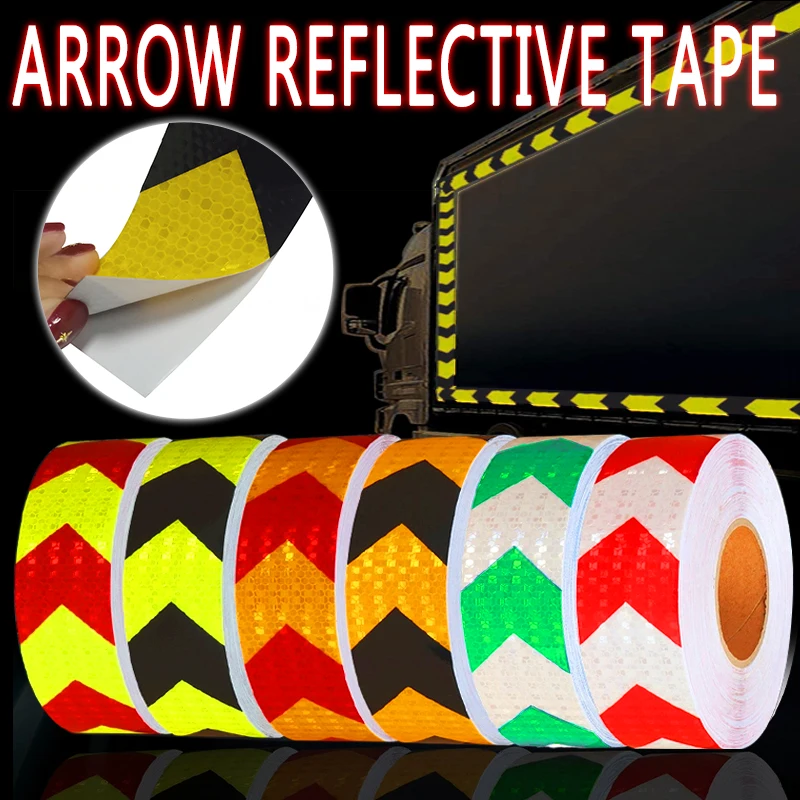 

5cm*3/6M Arrow Reflective Adhesive Tape Strip Safety Caution Warning for Truck Motorcycle Bicycle Auto Styling Reflector Tapes