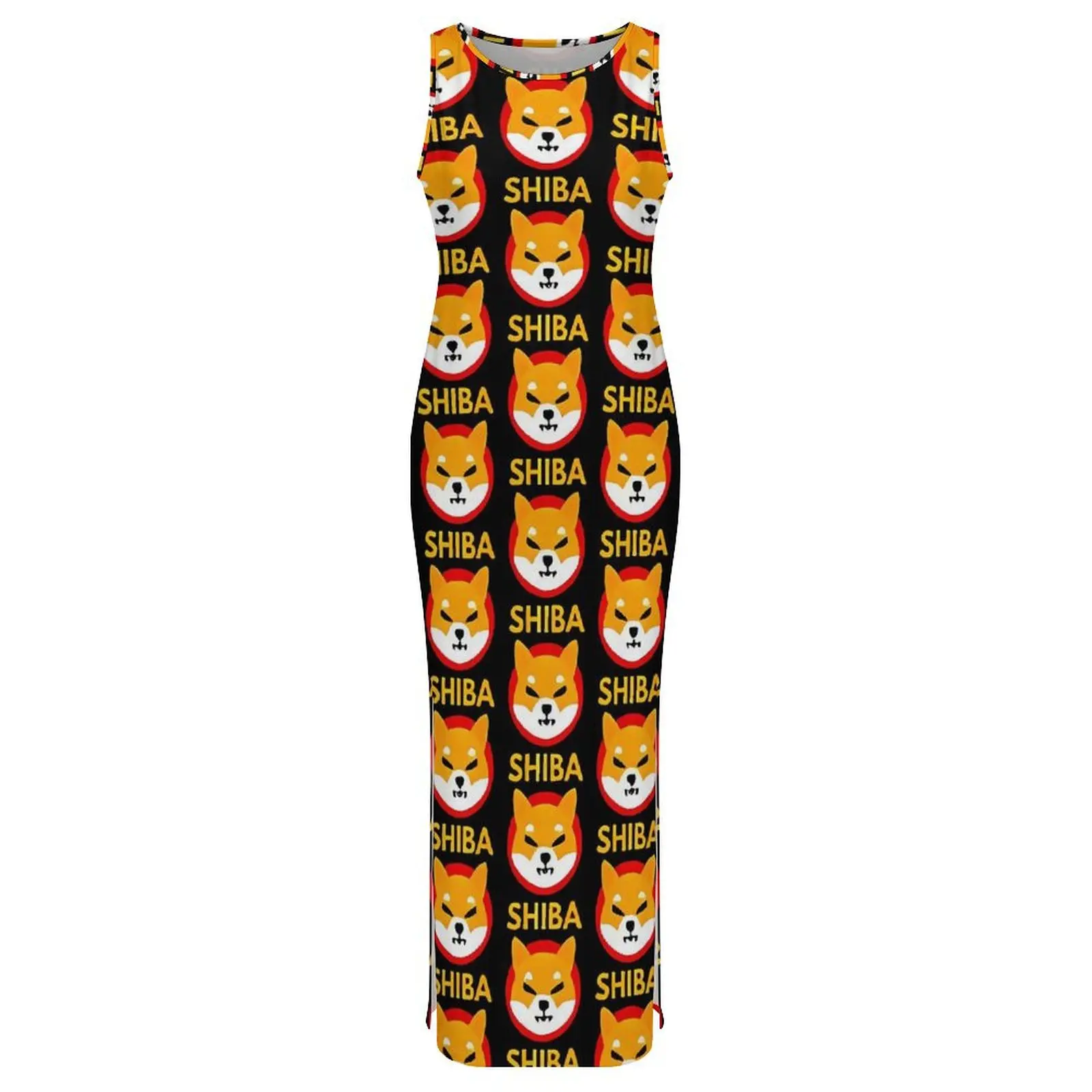 Shiba Coin Criptovaluta Abito aderente Vacanza Abiti lunghi retrò Donna Design senza maniche Y2K Abito alla moda 2XL 3XL 4XL