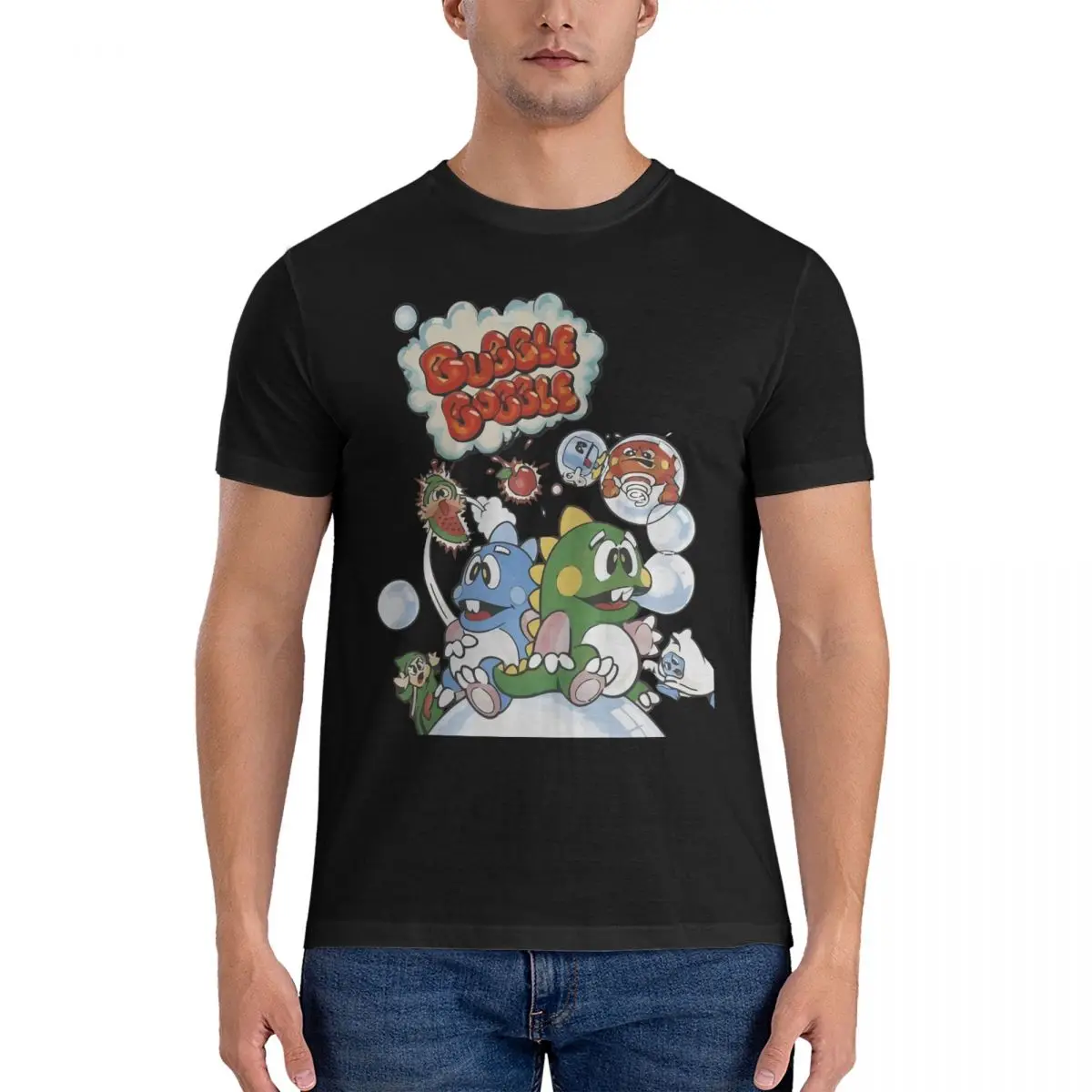 Funny Bubble Bobble Game T-Shirt Men O Neck Pure Cotton T Shirts Short Sleeve Tee Shirt Plus Size Tops