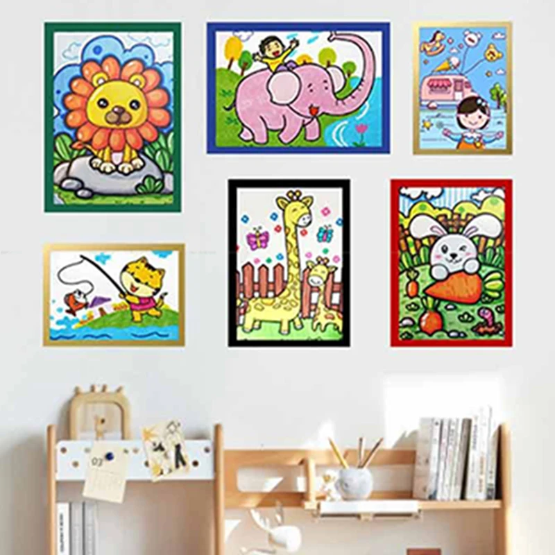 Photo Frame A3 A4 8K Magnetic-Free No Residue Adhesive Frame Reusable Art Wall Poster Frame Picture Hangers Kids Frames