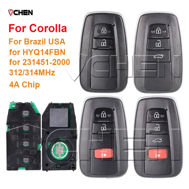 �y�Z�[�����zToyota Corolla, 231451-2000,hyq14fbn 4a�`�b�v,312 mhz,314mhz,2, 3, 4�{�^��,brzil,2019, 2020, 2021, 2022,�p�̃����[�g�R���g���[���L�[