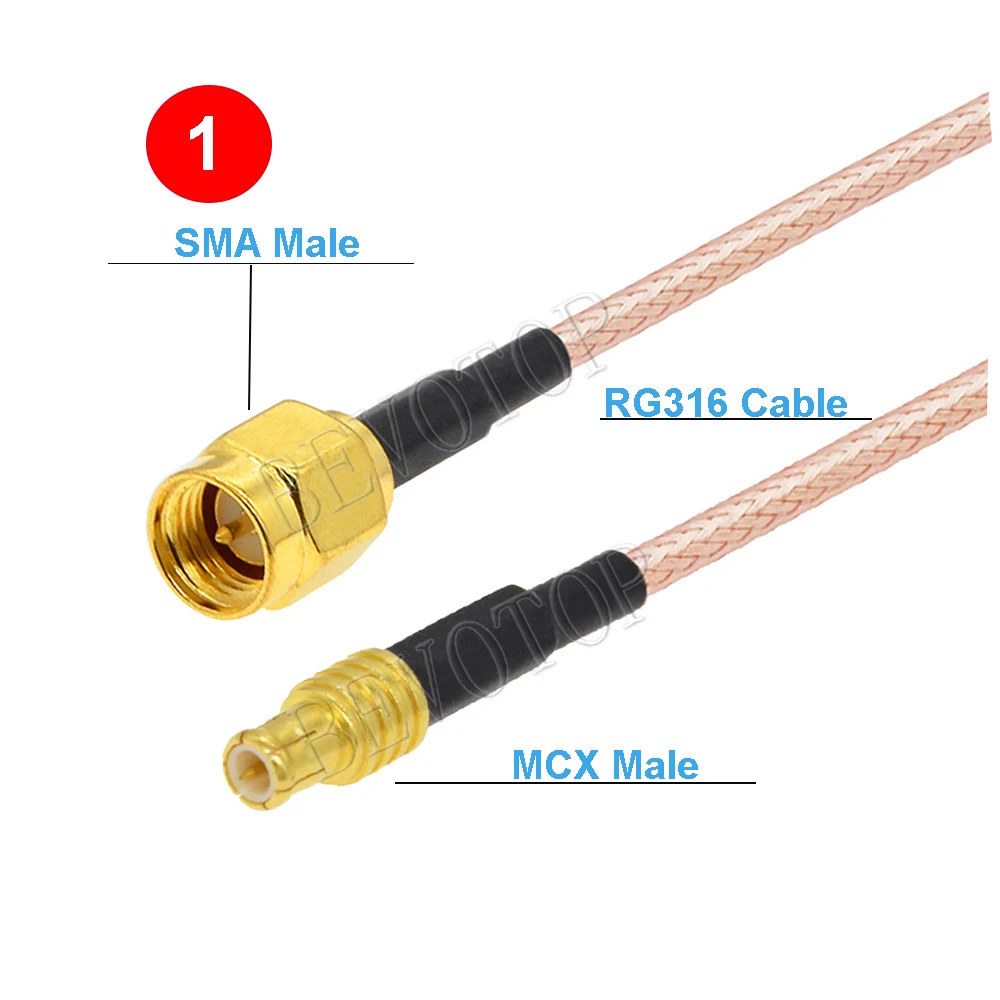 2 pièces/lot RG316 SMA mâle vers MCX mâle/femelle droit/à angle droit 90 °   Adaptateur d'antenne FPV Pigtail, câble d'extension coaxial RF