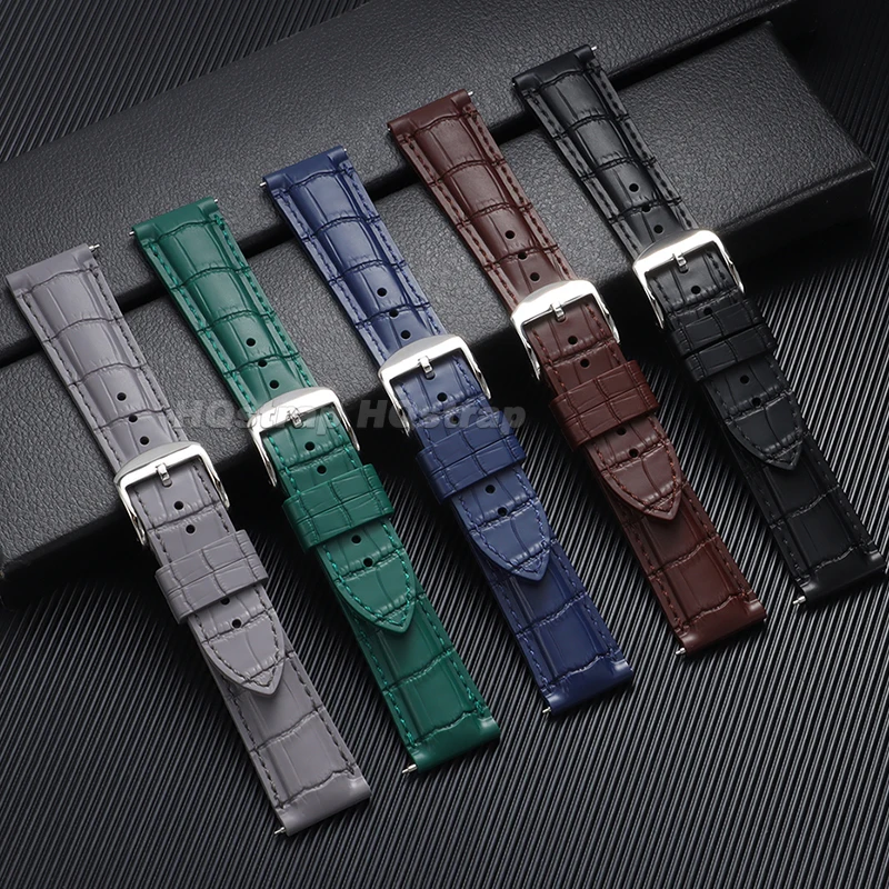 Quick Release Alligator Embossed Silicone Watch Band 18/20/21/22/24mm Premium Crocodile Pattern Strap Waterproof Rubber Bracelet