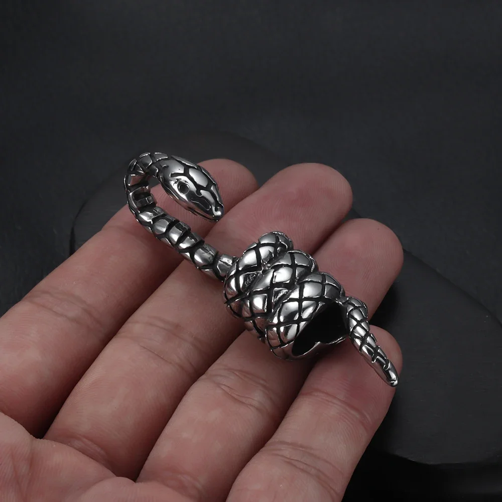 Stainless Steel End Cap Snake Hook Double Hole 5mm Connector for Leather Cord Clasp Bracelet Jewelry Making DIY Supplies