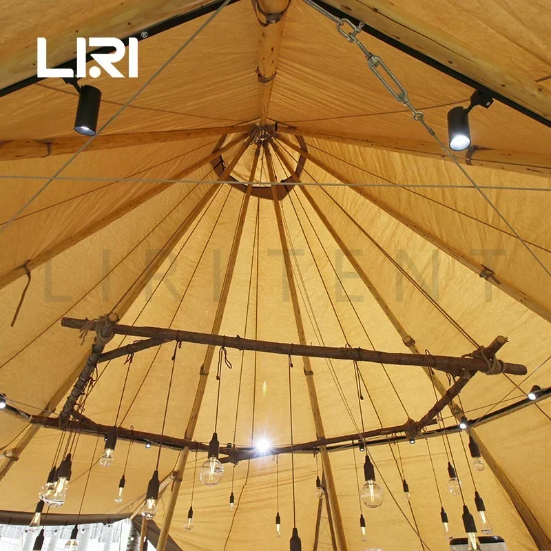 Large Luxury Glamping Wooden Pole Tipi Tent for Outdoor Wedding and Events