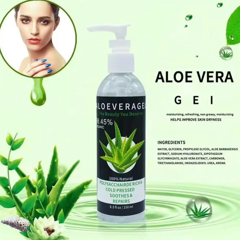 Naturalny żel Aloe Vera, nawilżający i nawilżający żel Aloe Vera, łagodzący oparzenia słoneczne, łagodzący żel Aloe do pielęgnacji skóry suchej