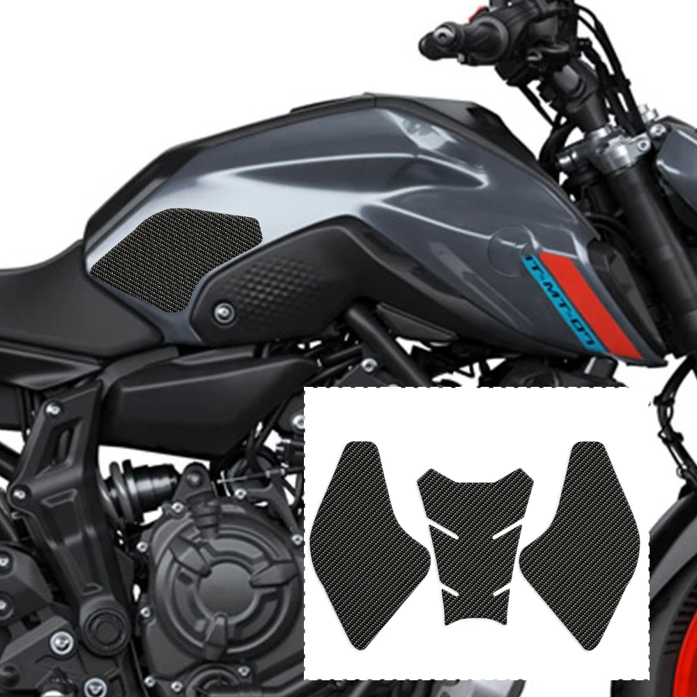 Para mt 07 almofadas laterais do tanque de combustível protetor para yamaha MT-07 mt07 2021-2023 adesivos decalque gás joelho aderência almofada de tração adesivo lateral