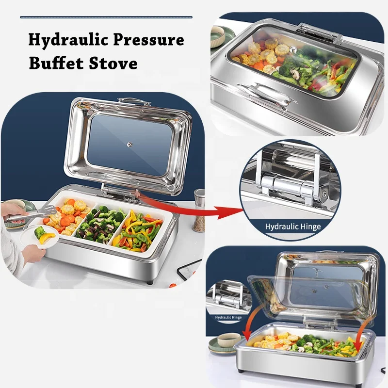 Electric Chafing Dish Buffet Set Roll Top Buffet Stove Temperature Control Chafer for Catering Parties