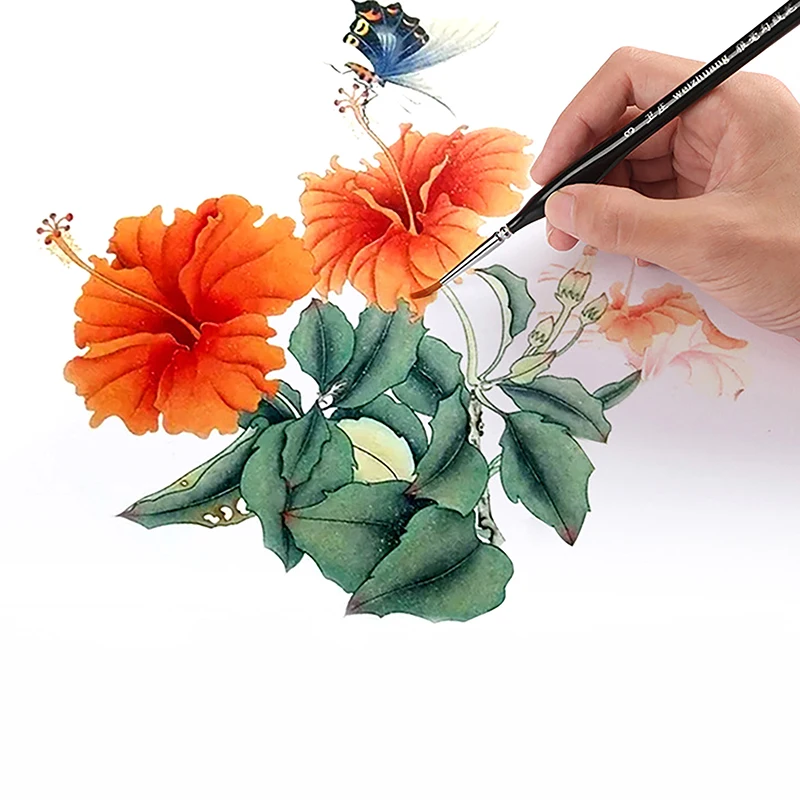 5 قطعة 00000 الدقة غرامة تلميح فرشاة الطلاء مجموعة لنماذج الاكريليك مصغرة مصغرة التفاصيل النايلون الشعر رقيقة اضافية غرامة فرشاة الرسم