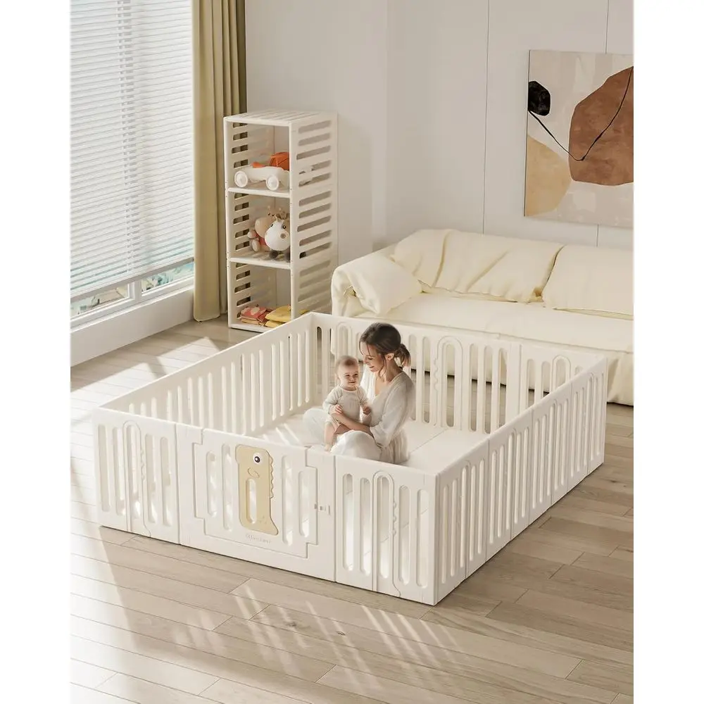 ساحة لعب للرضع، روضة أطفال بلاستيكية متينة للأطفال من عمر 6 إلى 12 شهرًا، منطقة لعب آمنة مقاس 71 × 59، سياج أطفال داخلي/خارجي #6