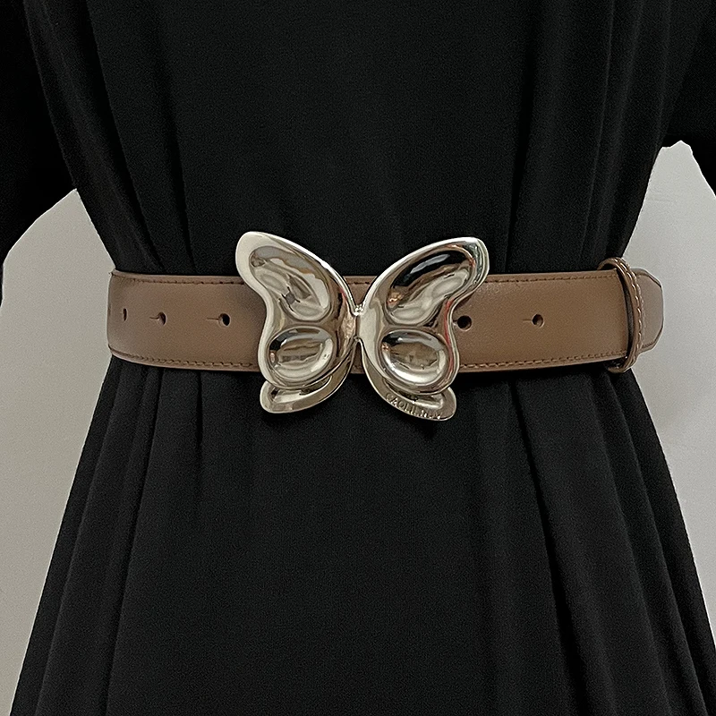 المرأة المدرج موضة فراشة جلد طبيعي فستان Cummerbunds الكورسيهات حزام أحزمة الديكور حزام ضيق TB2984