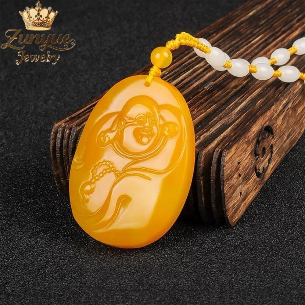

High-End Hetian Yellow Dragon Jade Maitreya Buddha Pendant Luxury Quality Fashion Fine Jewelry Exquisite Elegant Popular Charms