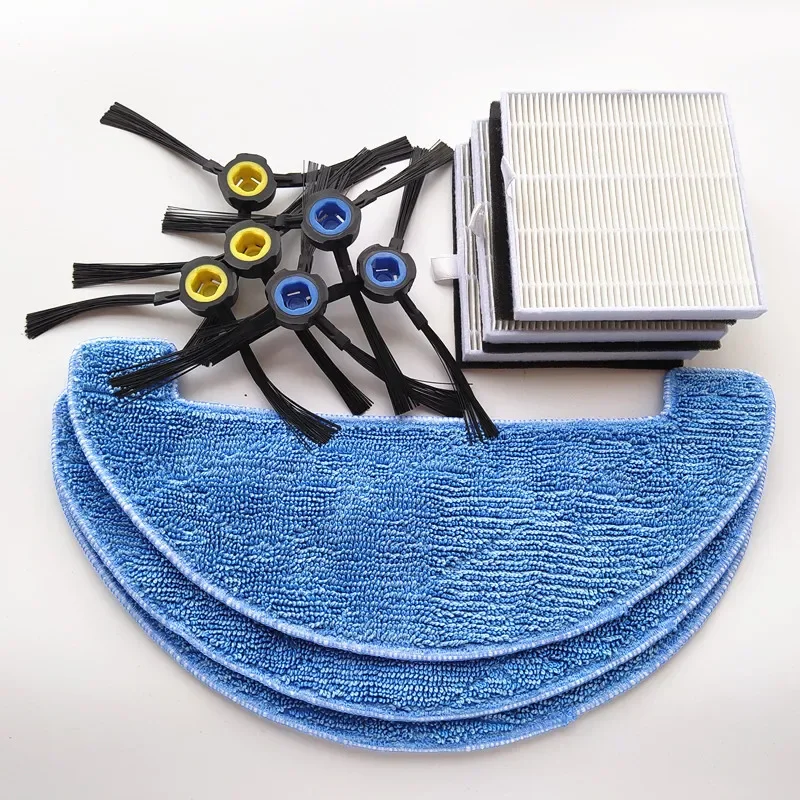 Filtro hepa escova lateral, pano de limpeza para aspirador de pó robótico ilife x750 v8s v80 v8c/v85/v8e/v8 plus