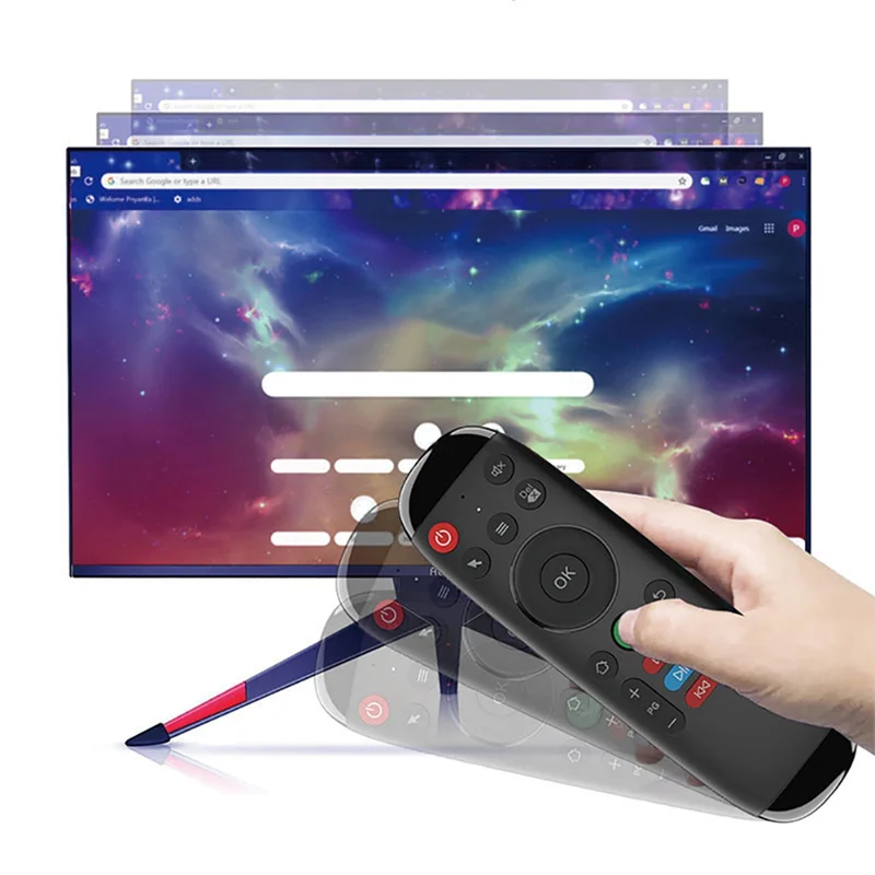 M6 inteligente voando ar mouse teclado sem fio mini controle remoto de voz com luz de fundo para android portátil tv box
