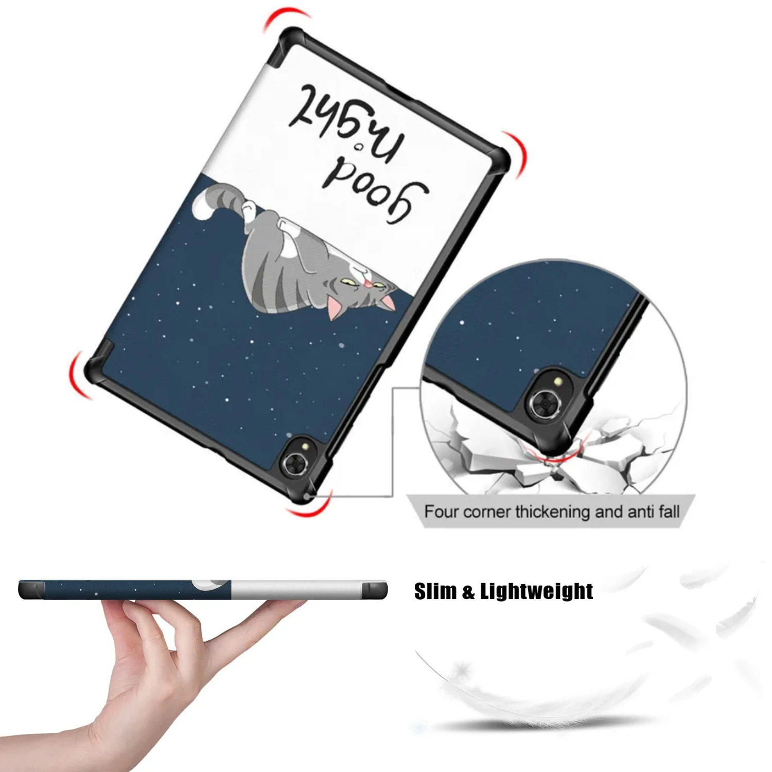 Etui na tablet Lenovo Tab K10 X6C6X X6C6F 10,3 cala 2021 Składana podstawka Skórzany pokrowiec Smart Wake Sleep Etui na tablet 10,3'' Trifold Funda — zdjęcie produktu 6