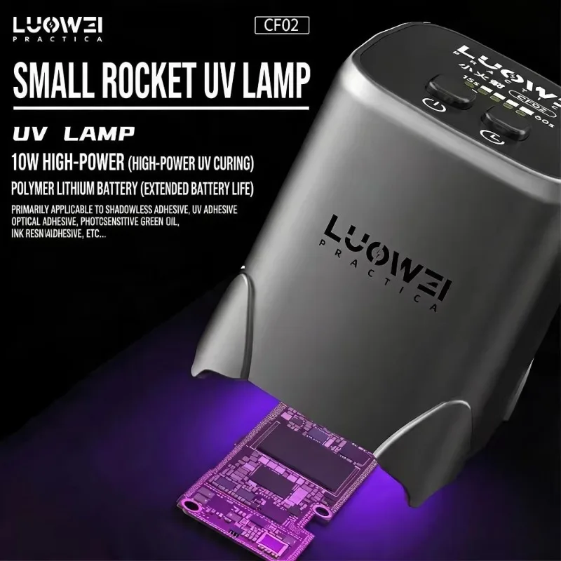 LUOWEI CF02 UV Curing Lamp 10W 700mAh Type-C Charging Timer Control UV Light for Mobile Phones Motherboard PCB Repair Tools Kit