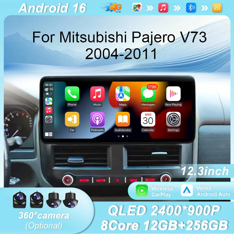 

12.3" Android 16 DSP Stereo for Mitsubishi Pajero V73 2004-2011 Car Radio GPS Navi 2.5D IPS HD Touch Screen Bluetooth WiFi Unit