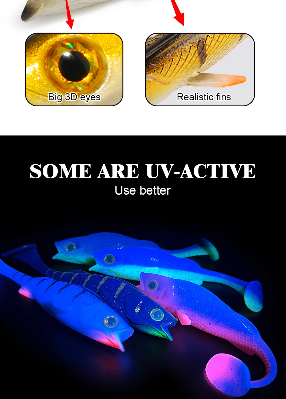 Spinpoler Soft Swimbait Shad Bait Vigour Barsch 7cm 11cm 14cm UV Angelköder Paddel Schwanz Salzwasser Meer Hecht Forelle Leurre Souple – Detail 4