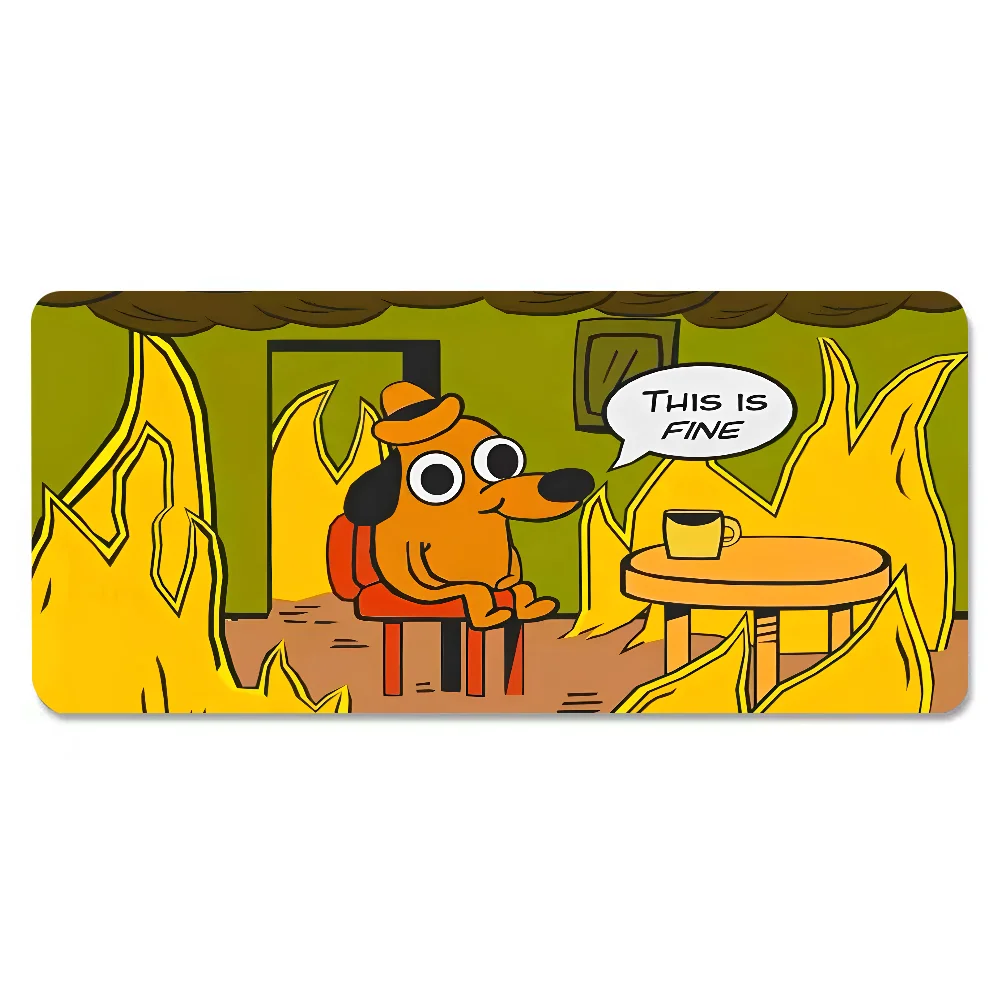 Коврик для мыши This Is Fine Dog Dachshund 900x400 мм, большой противоскользящий коврик для мыши с прошитыми краями, игровой стол, игровой ноутбук ​   Клавиатура