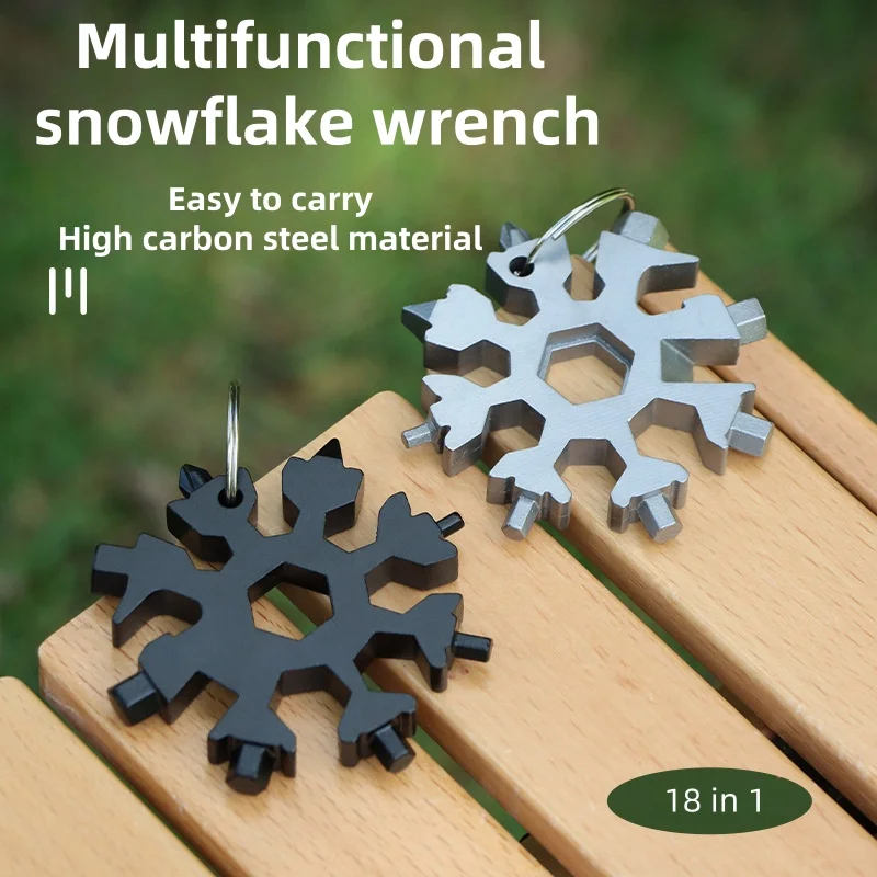 Chave Multifuncional em Forma de Floco de Neve |   Ferramenta Multifuncional Portátil em Forma de Floco de Neve |   Ferramenta Pequena para Camping ao Ar Livre