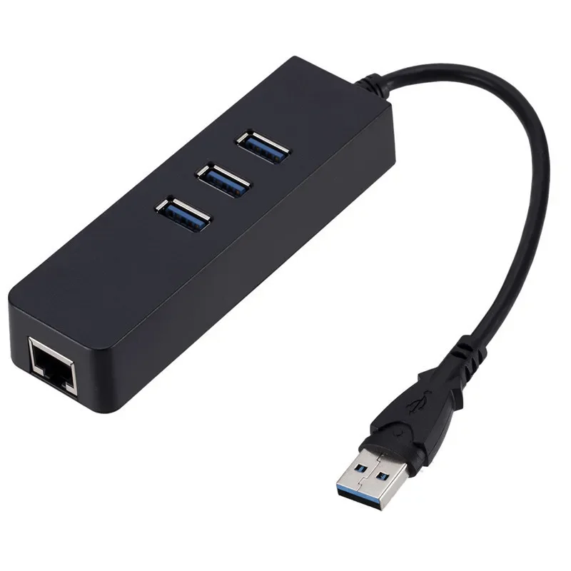 Hub USB 3.0 trois en un avec Gigabit Ethernet, adapté aux données et au chargement rapides de Mac/PC