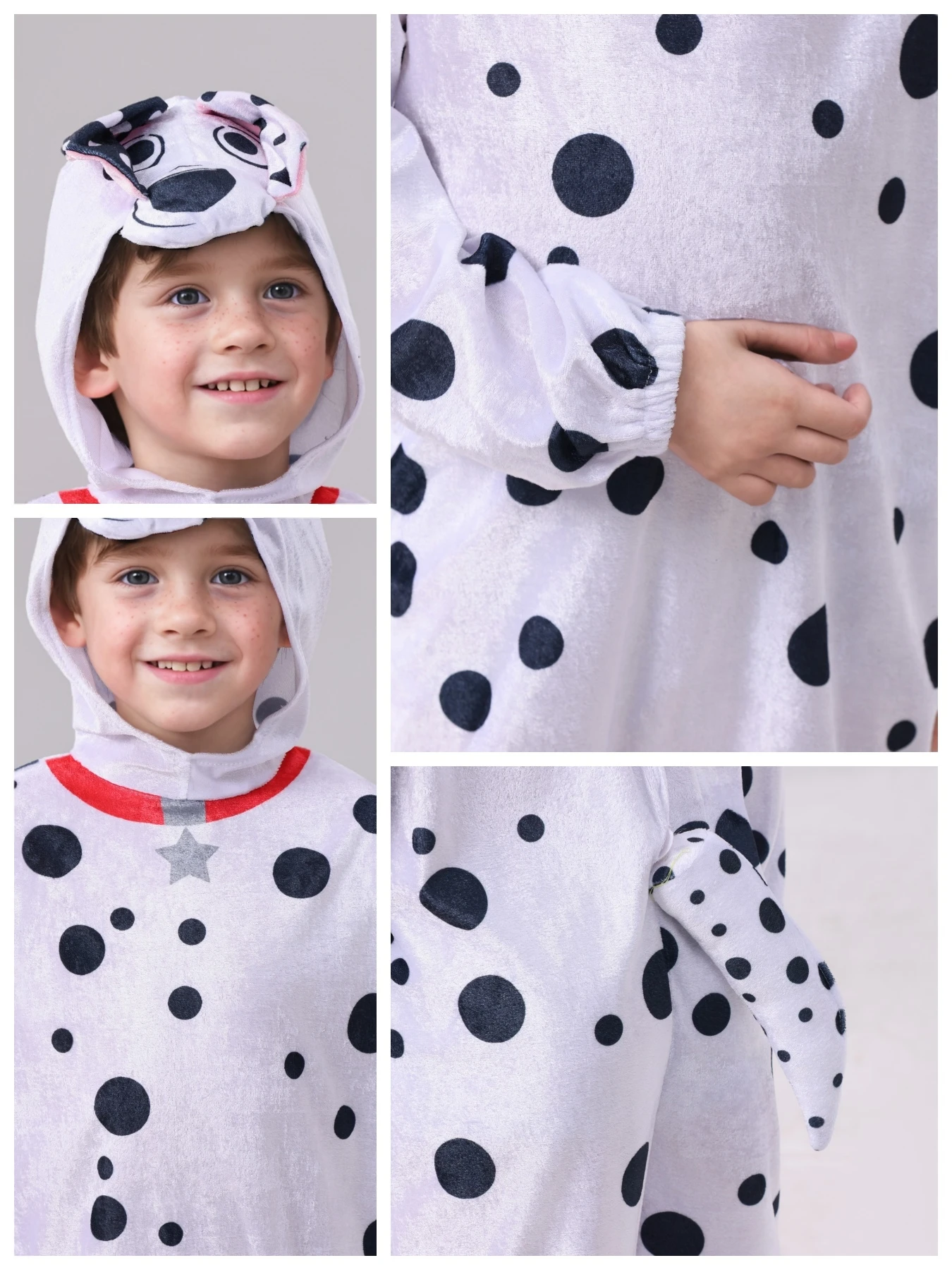 Kids Boys Girls Animal Dalmatians Lovely Dog Cosplay Fancy-dress Halloween Carnival Themed Party Costume Size XS To L