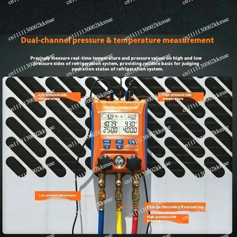 LMG-10 Digital Manifold Gauge HVAC Pressure Gauge AC Tools 2-Way Valve Air Conditioning Refrigeration System Leak Tester