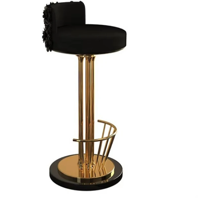 Modern Simple Bar Chair Stainless Steel Bar Stool Bar Table Black High Chair