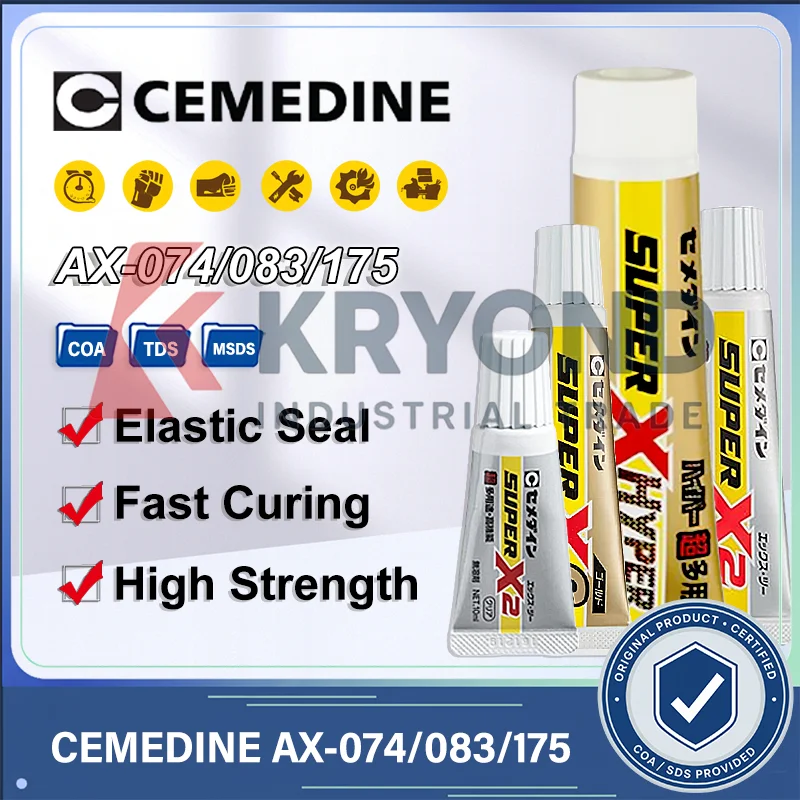 CEMEDINE AX-074/083/175 Super X2 Sealant High Strength Fast Curing Elastic Industrial Sealant for Precision Assembly Maintenance