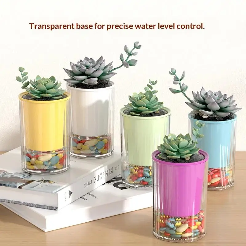 Self Watering Pot With Drainage Hole Hydroponic Plants Pot Deep Visible Reservoir Flower Planter With Wicking Rope