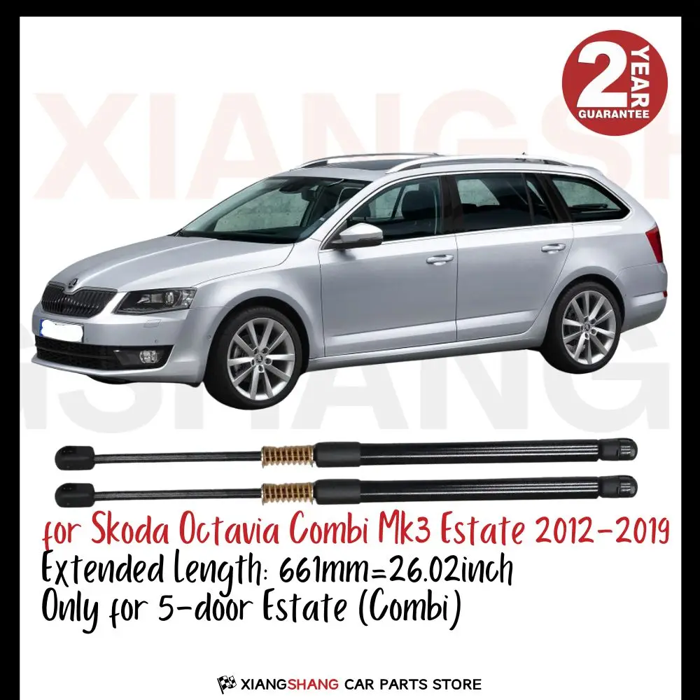 

2pcs Rear Tailgate Damper for Skoda Octavia Combi Mk3 (5E) Estate 2012-2019 661mm WITH SPRING Trunk Boot Gas Charged Gas Struts