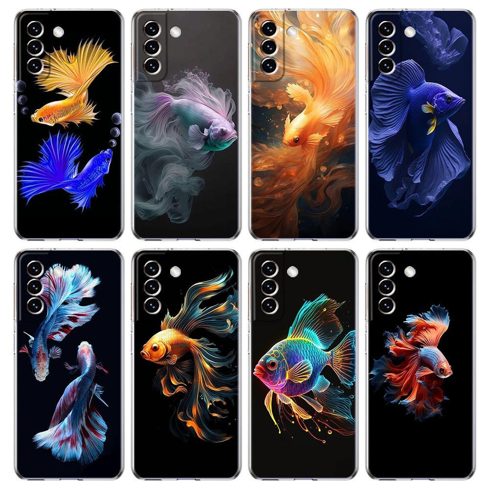 

Cute Fish Phone Case for Samsung Galaxy S23 S20 FE S22 S21 Ultra M21 M22 M32 S10 S10E S9 S8 Plus 5G Transparent Shell Capas Bags