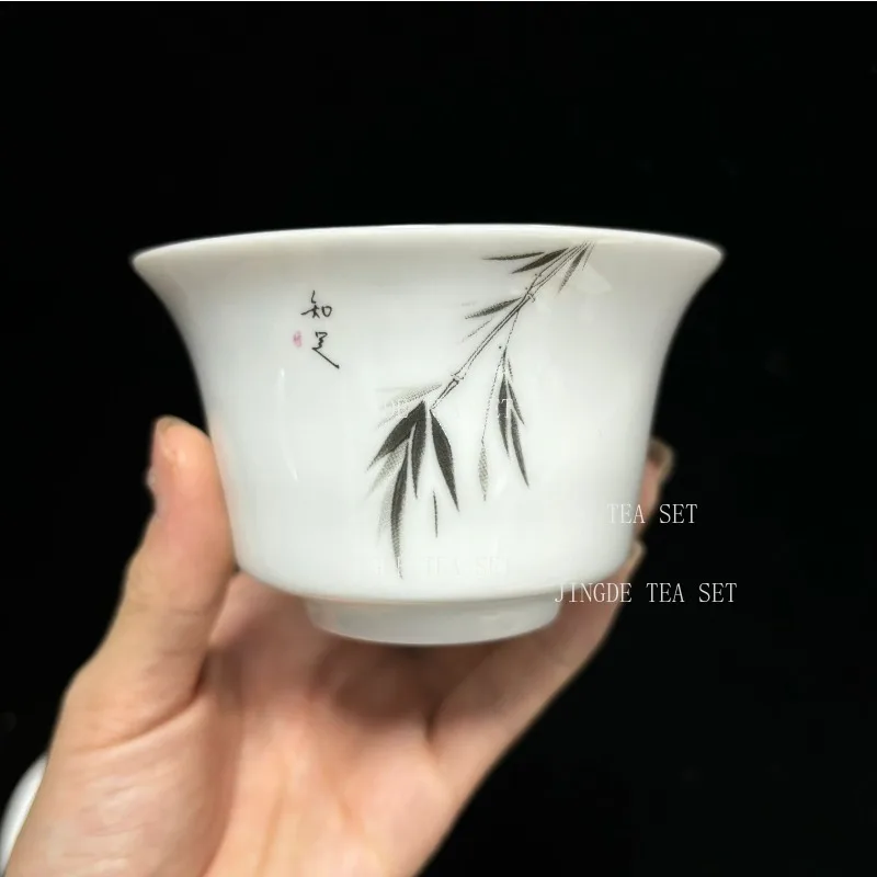 Jingdezhen Ceramic Gaiwan Tea Bowl White Porcelain Tea Maker with Cover Teacup Chinese Tea Set Supplies Household Drinkware
