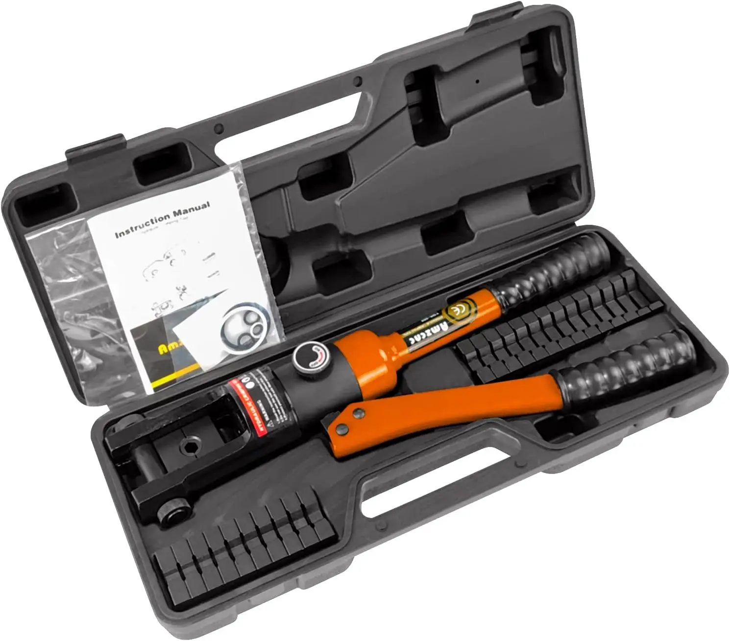 

16-Ton Hydraulic Wire Crimper with 13 US Dies for Cables 6 AWG to 600 MCM, Portable Tool