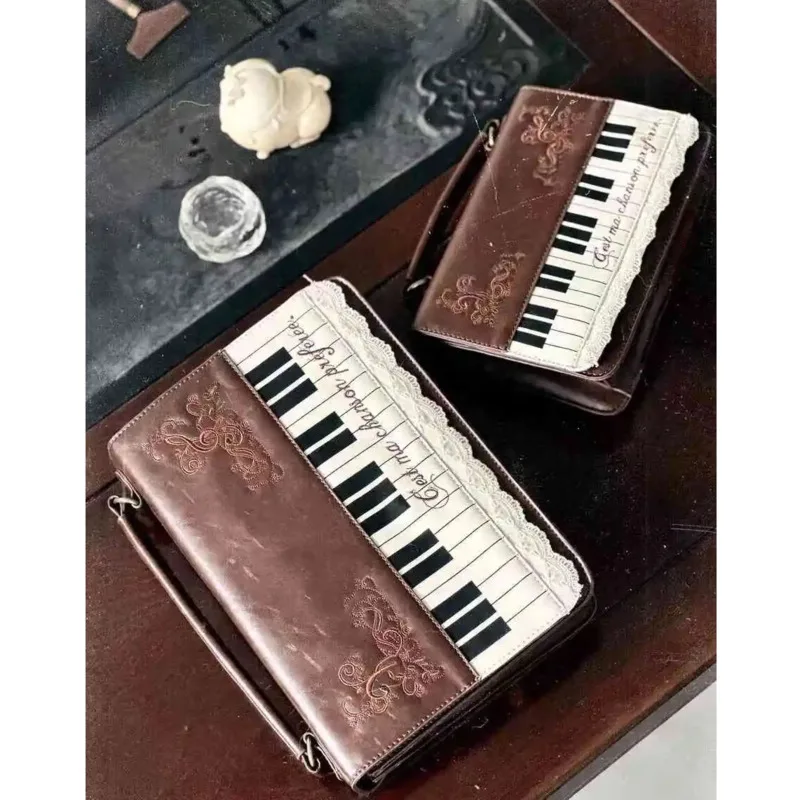 Piano Lace Backpacks Y2K Crossbody Backpacks Girl HIA Retro Artistic Simple Texture Briefcase Mini Phone Bag Shoulder Bag New