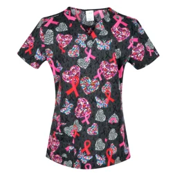 XXS-5XL Medical Scrub Tops in Hearts Prints,Surgical Scrub Uniforms in 100% Cotton