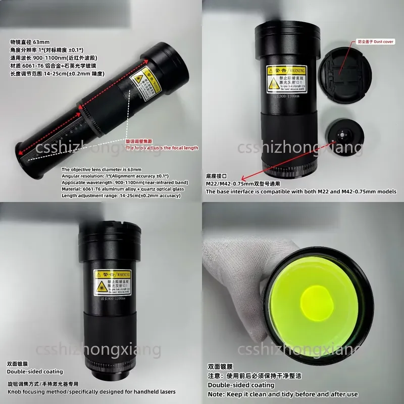 Handheld Double-Sided Nano Coated Pump Source 100m Condenser High Temp Resistant Quartz Lens for Laser Equipment