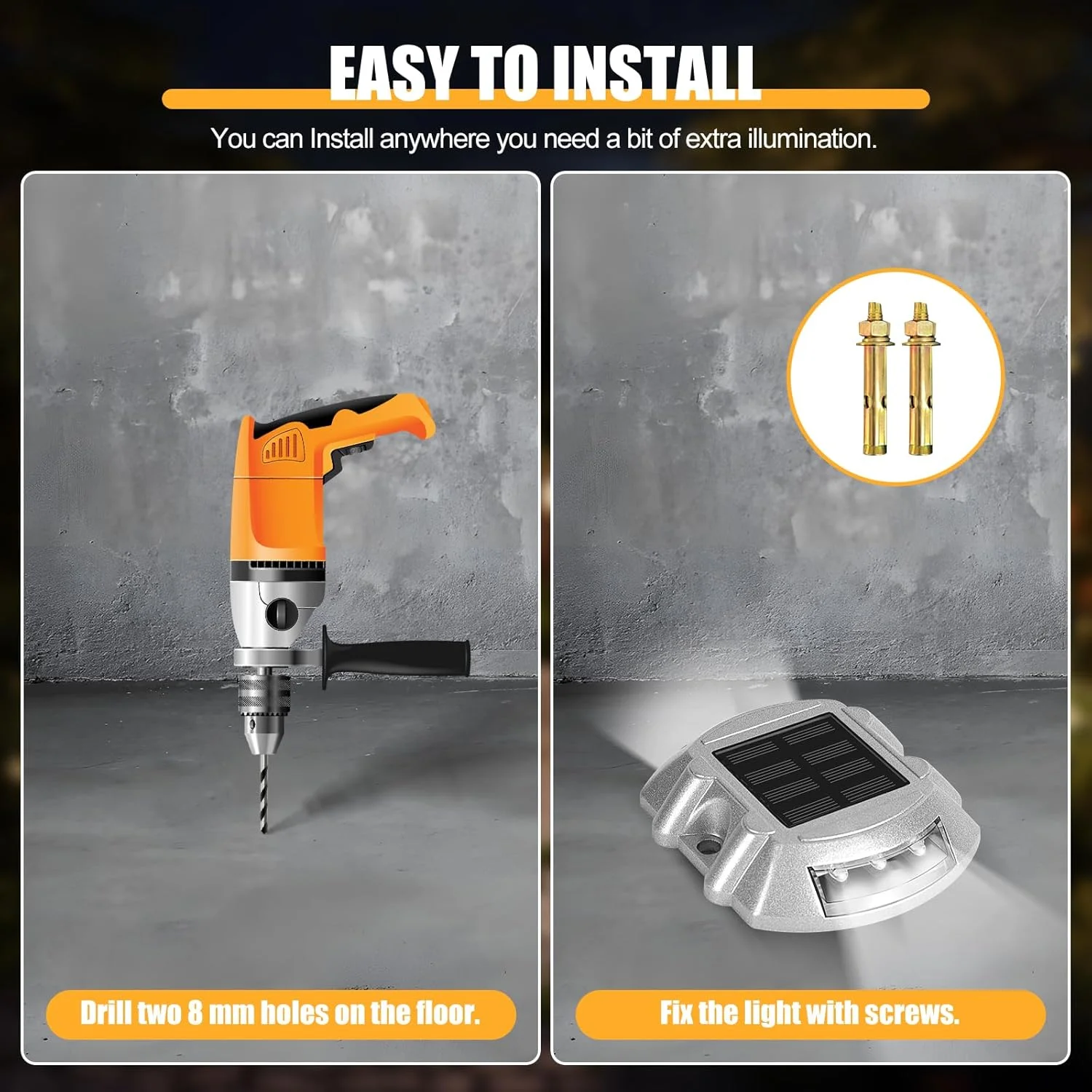 โคมไฟพลังงานแสงอาทิตย์อะลูมิเนียมหล่อขึ้นรูป กันน้ำ 6 LED ไร้สาย สำหรับภายนอกอาคาร ทางเดิน ถนน ไฟ LED สำหรับภายนอกอาคาร 2 ชิ้น แบบกระพริบ