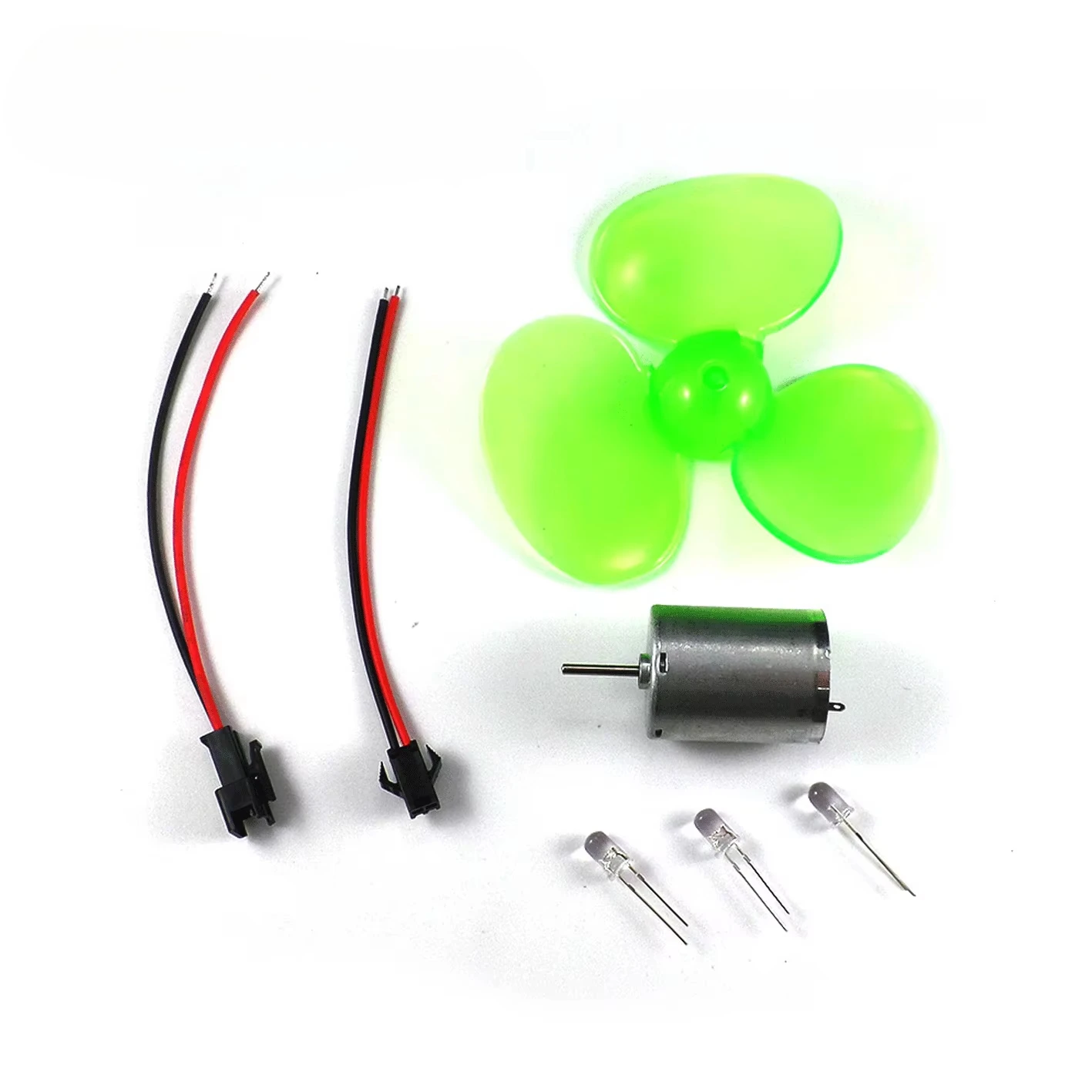 Miniature Wind Turbine with 90mm Green 3 Fan Blades Small DC Motor Wind Power Generator With 5mm LED DIY Kits Education