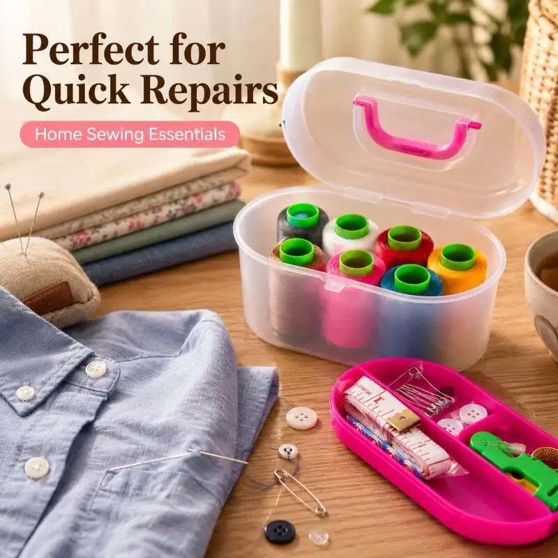 1~2 Boxen Nähset, tragbar für den Heimgebrauch, Nähwerkzeuge & Fäden, multifunktionale Nähwerkzeugtasche, DIY-Kleidungsnähen – Detail 6