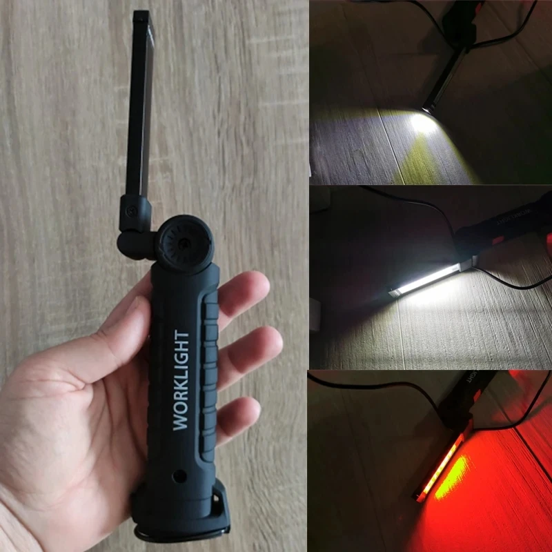 Portable COB LED Flashlight USB Rechargeable Built in Battery LED Light With Magnet Outdoor Camping Hanging Working Lamp