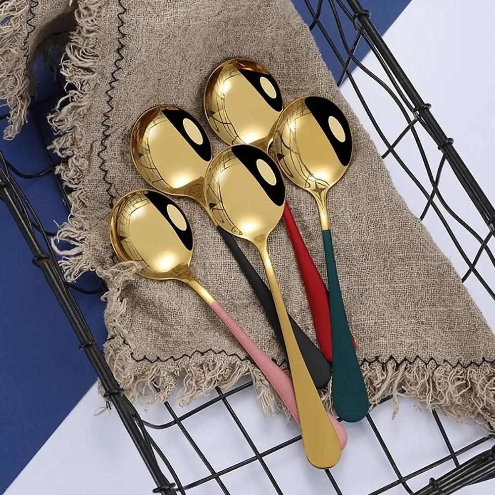 1 Buah Sendok Sup Baja Tahan Karat Tahan Lama Sendok Pengaduk Peralatan Makan Pencuci Piring 17Cm Alat Dapur Kopi untuk Makanan Penutup Kopi