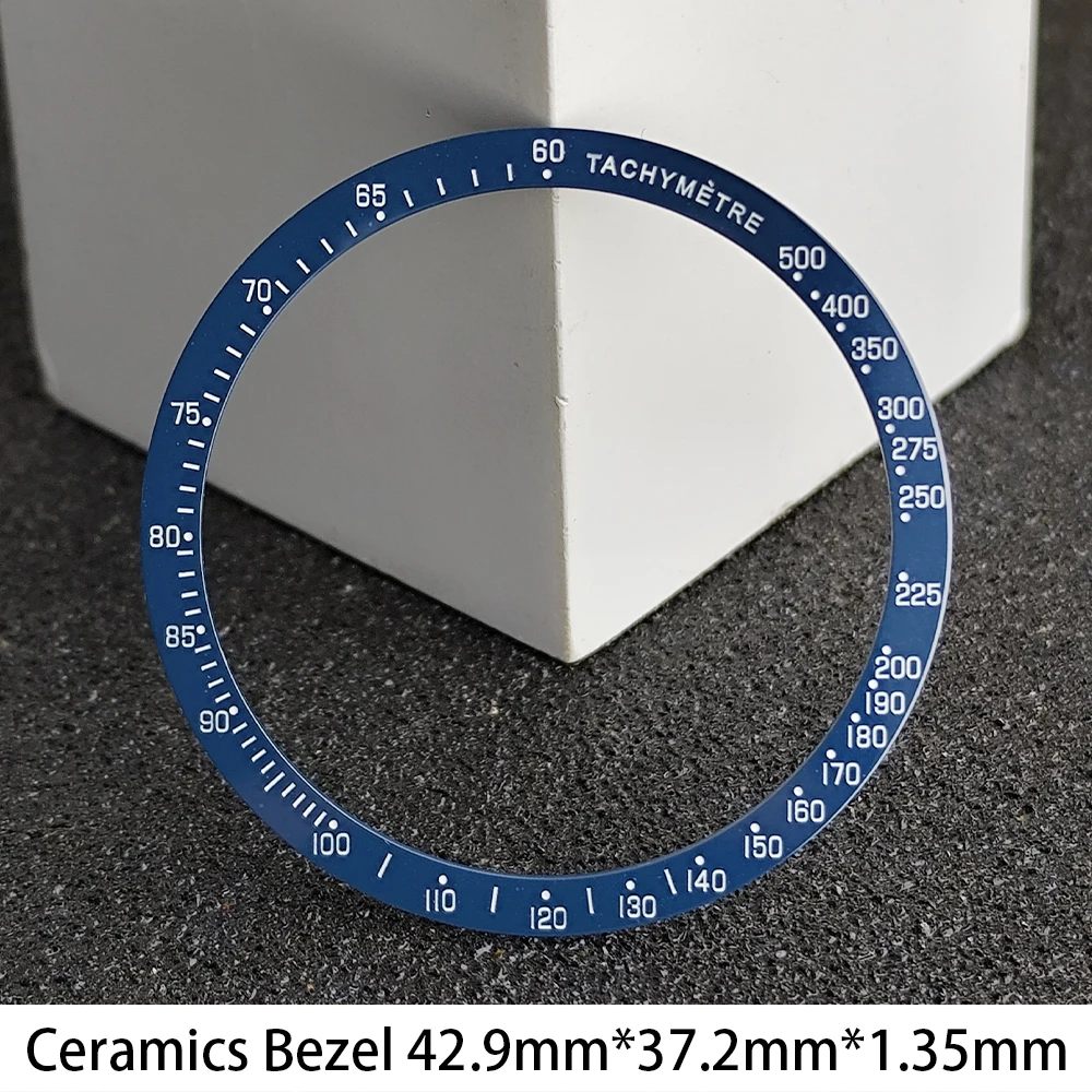 Flache 39/42,9mm Keramik-Lünette Schwarz/Blau Passend als Ersatzteil für Uhrenlünette Uhrenzubehör für Herren – Detail 1