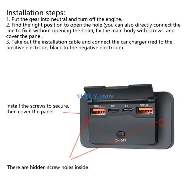 

37JE High Power Type C USB Outlet Double Fast Charging Ports Easy to Use for Vehicles