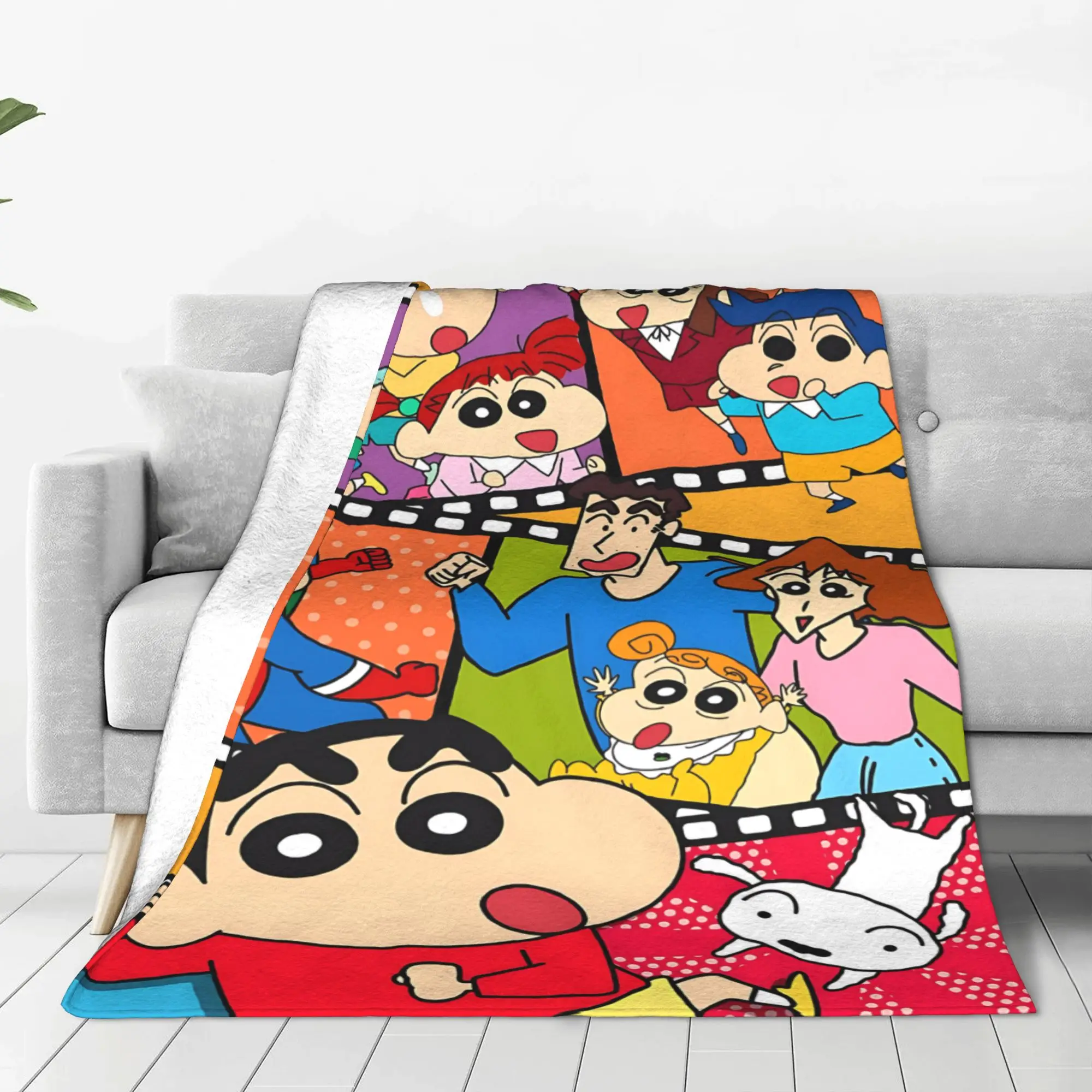 1PC home Cutecore Room Decor Crayon S Shin chan Blanket Throw Blanket  Novelty Warm Blanket All Season