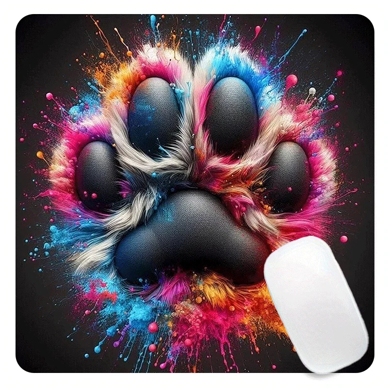 Paw Print, Colorful Mouse Pad - Washable Desk Mat, Suitable for PC Laptops, Office And Gaming Workspace Decoration