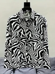 Black Series 3D Printed Long Sleeve Shirt Men's Fashion Casual Business Shirt Men's And Women's Oversized Breathable Lapel Shirt