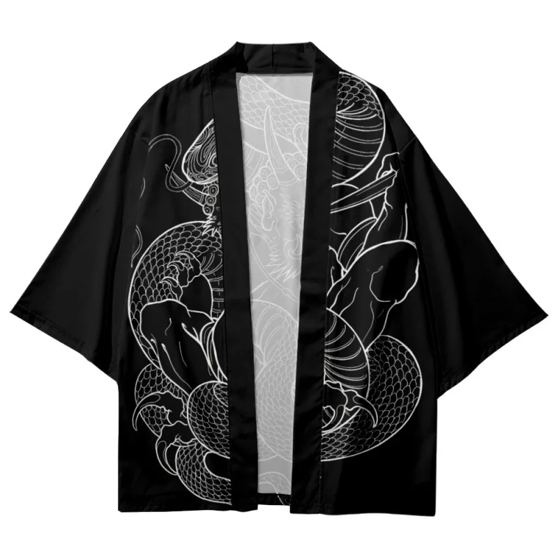 

Snake Demon Print Haori Streetwear Plus Size 5XL 6XL Japanese Cardigan Women Men Harajuku Kimono Cosplay Oversized Shirts Yukata