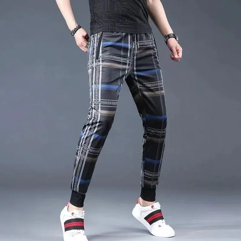 

Jogger Pants For Men 2022 New Arrival Summer Thin Male Casual Trousers Stripe Black Teenager Boy Korean Style Hot Sale n09