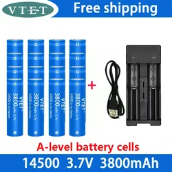 14500 Battery 3.7V Large Capacity 3800mah Lithium Ion Battery, Used for Electric Toothbrush, Razor, Barber Rechargeable Battery